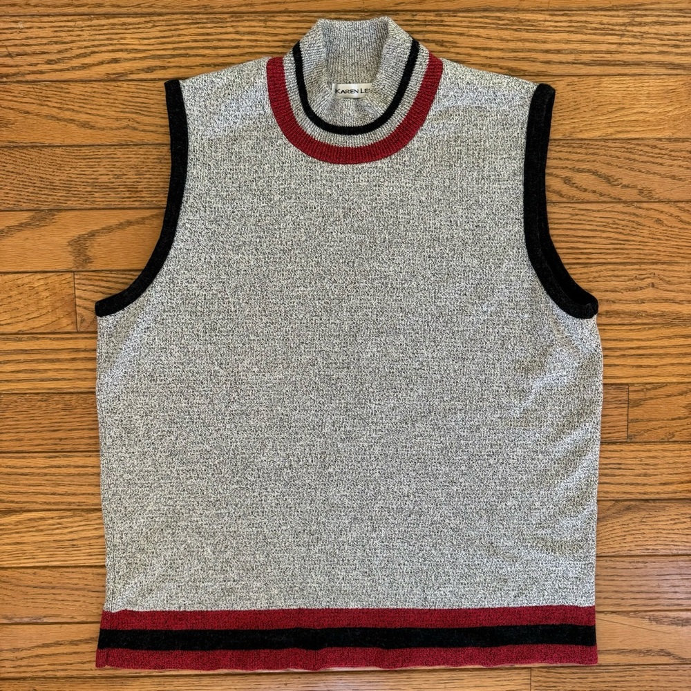 Karen Scott Gray Vintage Sleeveless Turtleneck Top